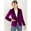 INSPIRE CHIC Women's Office Solid Shawl Collar Jetted Pockets One Button Velvet Blazer - 3 of 4