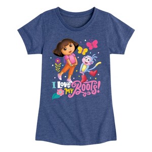 Girls' - Dora the Explorer - I Love My Boots Fitted Short Sleeve Graphic T-Shirt - 1 of 4