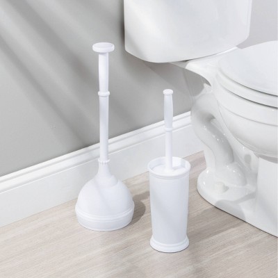 Kent White Plastic Toilet Brush and Holder Set