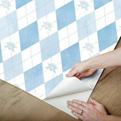 Blue and White Argyle Kids' Peel and Stick Wallpaper