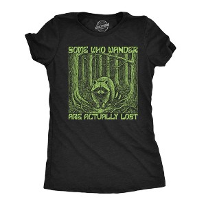 Womens Funny T Shirts Some Who Wander Are Actually Lost Sarcastic Nature Graphic Novelty Tee for Ladies - Crazy Dog Women's T Shirt For Campers - 1 of 4
