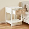 KWPZQEB Rattan End table with Drawer, Farmhouse Nightstand, Wood Bedside Table with Open Shelf Storage Shelf for Bedroom, Living Room, Small Space - 2 of 4