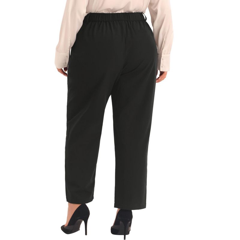 Agnes Orinda Women's Plus Size Elastic Waisted Business Work Long Straight with Pocket Suit Pants, 4 of 5