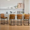 24” Counter Height Leather Bar Stools, Upholstered Chairs with Metal Legs and Backrest for Kitchen - 2 of 4