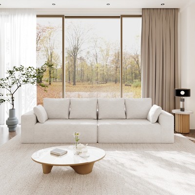 WJSHome 134 Inch Modular Sectional Cloud Couches, Upholstered Deep Seat Boneless Sofa for Living Room
