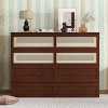 Queen Size Vintage Murphy Bed with Storage Drawer, Solid Pine Wood Cabinet Bed with Rattan Decoration for Guest Room-Baofuwish - 3 of 4