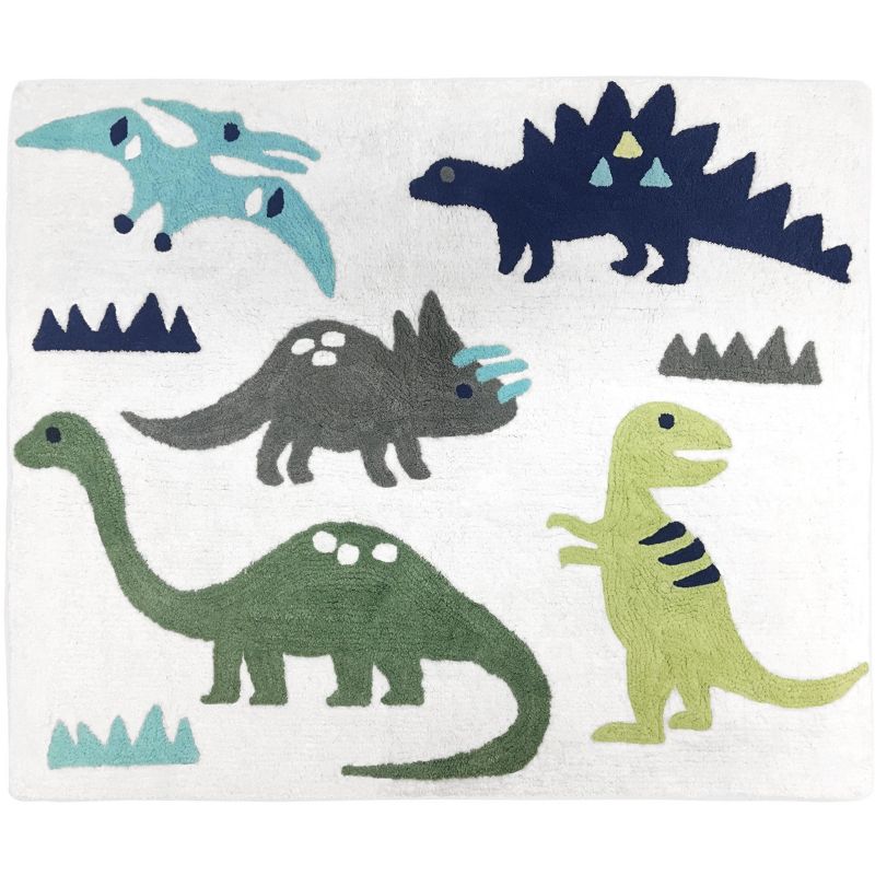 Sweet Jojo Designs Boy Kids Accent Floor Rug Mod Dinosaur 30 in. x 36 in. Blue And Green, 1 of 5