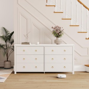 coucheta Round Handle Chest of Drawers Flat Panel Dresser Wooden Bedroom Storage - 1 of 4