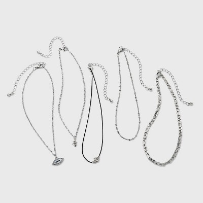 Girls' 5pk Necklace Set - art class™ Dark Sliver