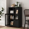 MAYEERTY MDF Painted Cabinet with Glass Doors, Drawer & Open Storage, Black for Bedroom/Living Room - 3 of 4