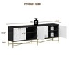 HDZNVF Modern Black and White Color Scheme Press Design 4 Door Cabinet, Living Room TV Stand - 2 of 4