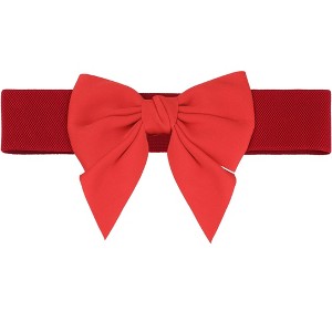 Elerevyo Women's Dress Elastic Waistband Versatile Belts Wide Bow Tie Belt - 1 of 4