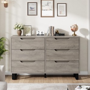 Modern 6-Drawer Dresser, Slim Wooden Chest of Drawers with Sturdy Metal Legs, Space-Saving Storage Organizer for Bedroom, Nursery, Apartment - 1 of 4