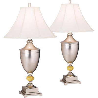 Freda Brushed Nickel Traditional Urn Table Lamps Set of 2