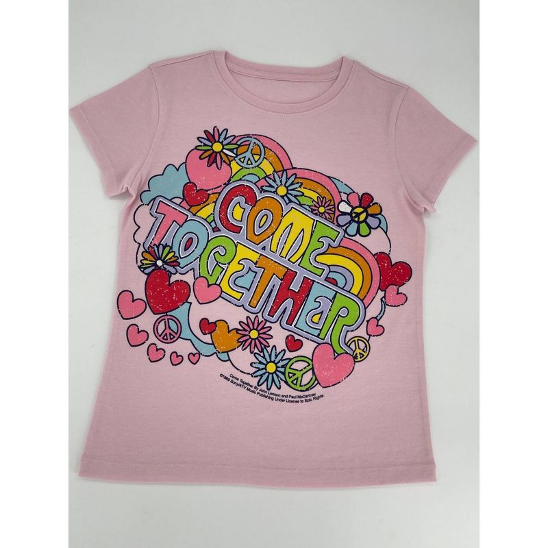 Girls&#39; Beatles &#39;Come Together&#39; Short Sleeve Graphic T-Shirt - Pink, 1 of 3