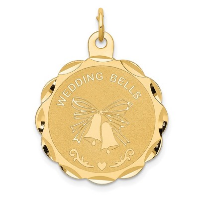 Black Bow Jewelry 14k Yellow Gold Wedding Bells Charm or Pendant, 24mm