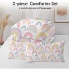 Rainbow Comforter Set for Girls Pink and Yellow Rainbow Star Comforter 3 Piece with 2 Pillow Shams(1 Comforter and 2 Pillow Shams) Full - 2 of 4