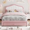 CuisinSmart Upholstered Twin Bed Frame with Storage Drawer, Velvet Bed Frame with Headboard for Girls, Boys, No Box Spring Needed, Noise Free - 2 of 4