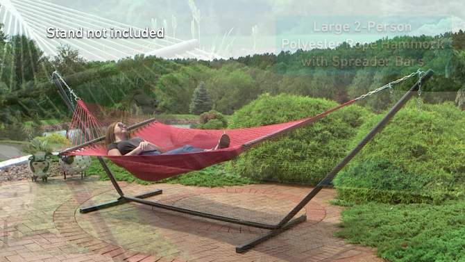 Sunnydaze Large Double Wide Two-Person Polyester Rope Hammock with Spreader Bars - 600 lb Weight Capacity, 2 of 12, play video
