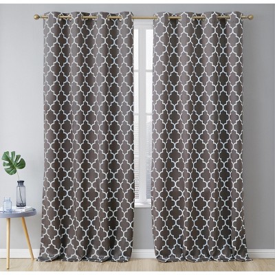HLC.ME Lattice Print Design Curtains Light Reducing Insulating Grommet Window Treatments Curtains - Set of 2