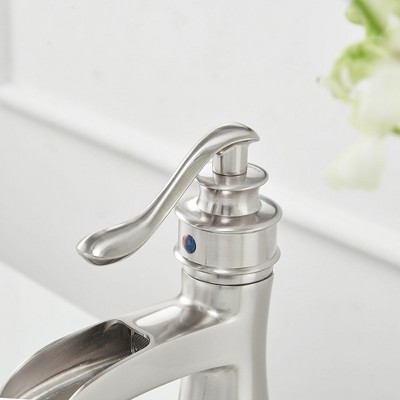 Brushed Nickel Single-Handle Waterfall Bathroom Faucet