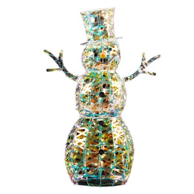 SEVOBAL 4FT Iridescent Snowman Christmas Decorations Holiday Decor for Xmas Outdoor Indoor Decor Lighted Holiday Displays, Silver, 28.7"*13.4"*47.2"