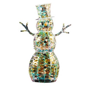 SEVOBAL 4FT Iridescent Snowman Christmas Decorations Holiday Decor for Xmas Outdoor Indoor Decor Lighted Holiday Displays, Silver, 28.7"*13.4"*47.2" - 1 of 4