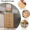Fluted Wood 5 Drawers Dresser for Bedroom, Modern Chest of Drawers, Tall Dresser with Gold Handle - 3 of 4