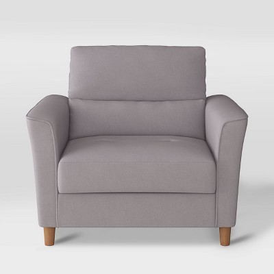 Georgia Upholstered Accent Armchair and a Half Light Gray - CorLiving