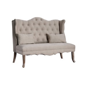 Avah Wing Tipped Tufted Loveseat Almond Cream - ioHOMES, Brown Ivory