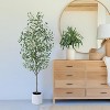 Wikineon Olive Tree Artificial Indoor, 5ft Tall Silk Faux Olive Tree with White Planter,Artificial Plants with Natural Wood Trunk and Lifelike Fruits - 3 of 4