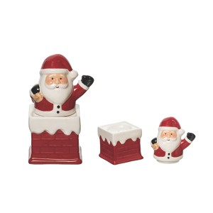 Transpac Dolomite Santa and Chimney Salt and Pepper Shaker Set Ceramic Christmas Decor for Holiday Dining and Gifting - 1 of 1