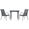 vidaXL 3 Piece Patio Dining Set Black Steel and Textilene - 2 of 4
