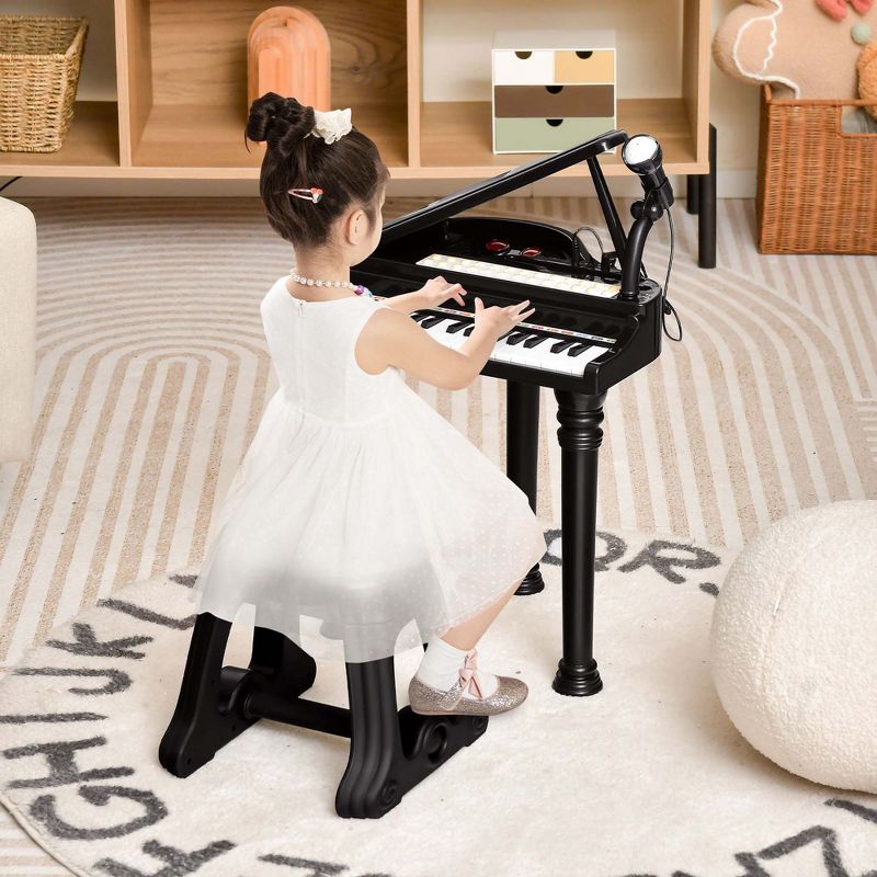 Costway 31 Keys Kids Piano Keyboard Toy Toddler Musical Instrument with Stool & Microphone Black/Pink/White, 2 of 10