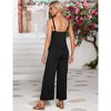 Women's Maternity Jumpsuit Sleeveless V Neck Ribbed Adjustable Strap Layered Front Wide Leg Overall Rompers - 4 of 4