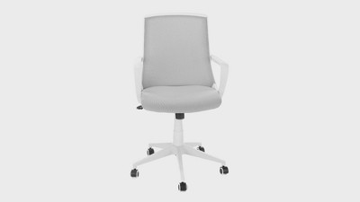 Contemporary Grey Mesh & White Mid-Back Swivel Office Chair with Fixed Arms