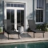 Emma and Oliver Set of 2 Textilene Adjustable 5 Position Patio Chaise Lounge with Armrests and Metal Frame - 2 of 4
