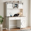 LIVAREEmlen 47" Farmhouse Executive Desk with Drawers, Wood Home Office Desk with Charging Station, Storage Cabinet, Rustic Computer Writing Desk - 3 of 4