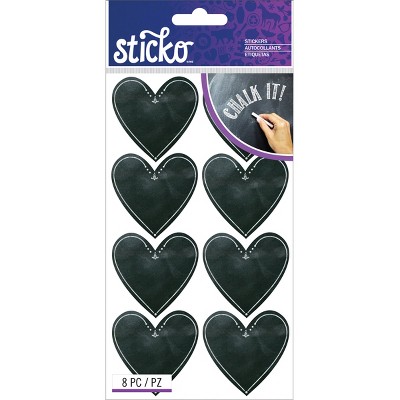 Sticko Chalk Label Stickers - Hearts, 8pcs