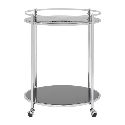 Veranda Round Bar Serving Cart with Clear Glass - studio designs