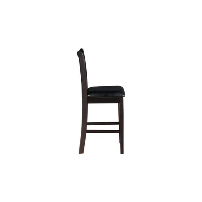 Gia Ebony Black Solid Wood Counter Stools with Upholstered Cushions, Set of 2