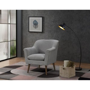 CAVINAS Woven Accent Chair with Round Arms and Wooden Legs,Mid-Century Upholstered Living Room Chairs,Reading Chairs for Living Room - 1 of 4