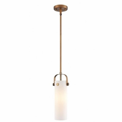 Pilaster II Cylinder - 1 Light Stem Hung Pendant In Industrial Style-14.5 Inches Tall and 5 Inches Wide
