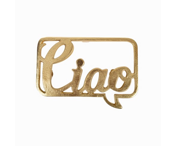 5.5"x0.6" Ciao Cast Aluminum Decorative Wall Sculpture Light Gold