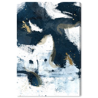 15" x 10" Blue Screens Abstract Unframed Canvas Wall Art in Blue - Oliver Gal