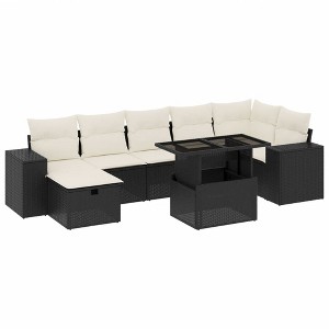 vidaXL 8 Piece Patio Sofa Set with Cushions - Black and Cream without storage - 1 of 4