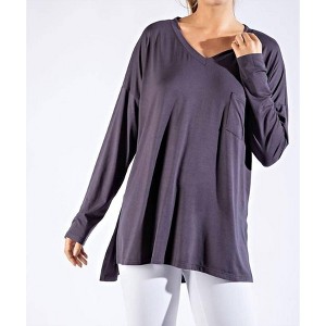 Women's Basic with Pocket Solid Tee - mono b - 1 of 3
