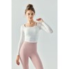 Clotth Women's Yoga Pure Color Long Sleeve Top - Ribbed Crop Top with Fixed Cup, Thin Strap Sports T-shirt, Waist-Slimming Fitness Wear - 2 of 4