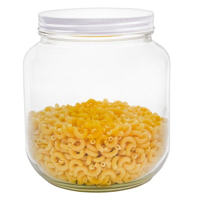Cornucopia Brands 64oz Clear Wide-Mouth Glass Jar w/ Metal Lid; 2 Quart Food Storage Jar