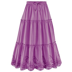 Collections Etc Tiered Skirt With Eyelet Border - 1 of 4